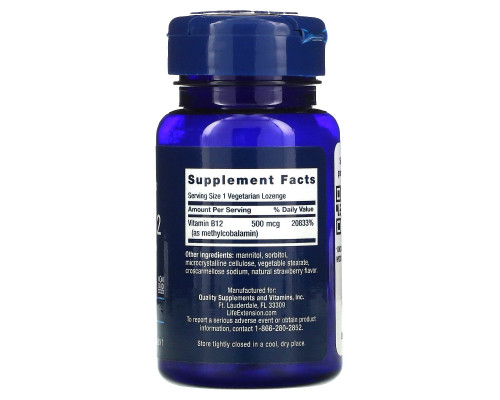 Вітамін B12 Life Extension (Vitamin B12) 500 мкг 100 льодяників