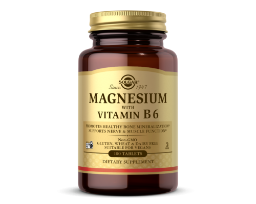 Магній з вітаміном B-6 Solgar (Magnesium With Vitamin B6) 133/8 мг 100 таблеток