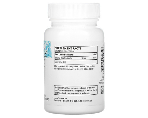 Цинк Піколінат Thorne Research (Zinc Picolinate) 15 мг 60 капсул