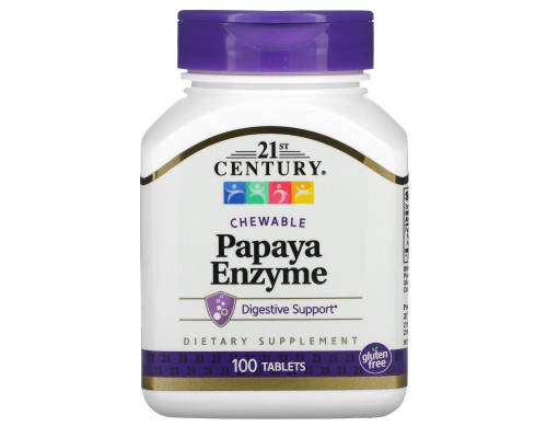 Ферменти папайї (Papaya Enzyme), 21st Century, 100 жувальних таблеток