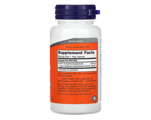 5-Гідрокситриптофан Now Foods (5-HTP) 100 мг, 60 вегетаріанських капсул