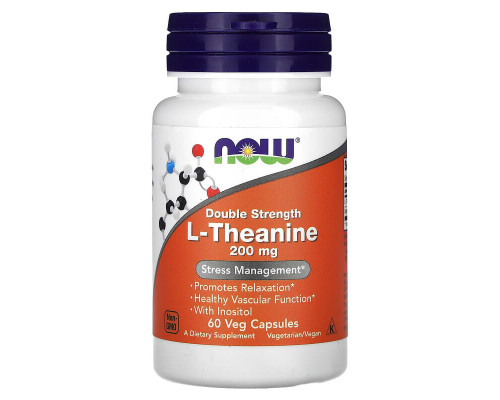 Теанін NOW Foods L-Theanine Stress Management 200 мг 60 вегетаріанських капсул