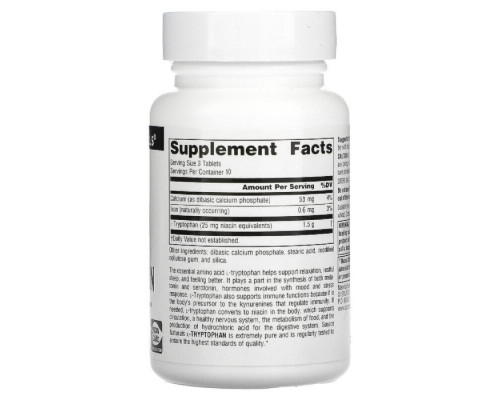 Триптофан Source Naturals (L-Tryptophan) 500 мг 30 таблеток