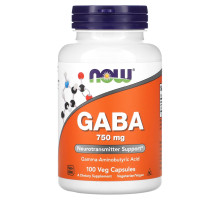 Гамма-аміномасляна кислота (ГАМК) Now Foods GABA 750 мг, 100 рослинних капсул