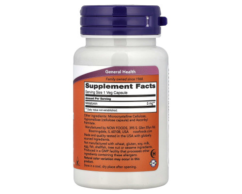 Мелатонін Now Foods (Melatonin) 5 мг 60 капсул