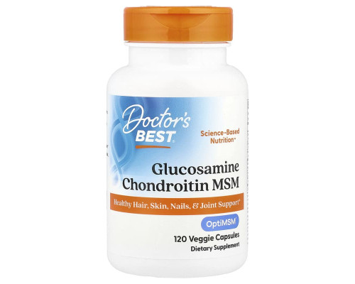 Глюкозамін Хондроїтин з OptiMSM Doctor's Best 120 рослинних капсул