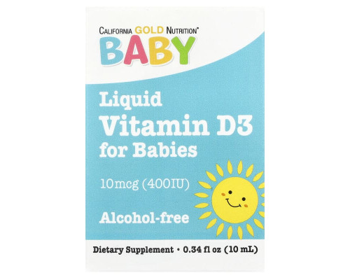 Вітамін D3 у краплях для малюків California Gold Nutrition 10 мкг (400 МО), 10 мл