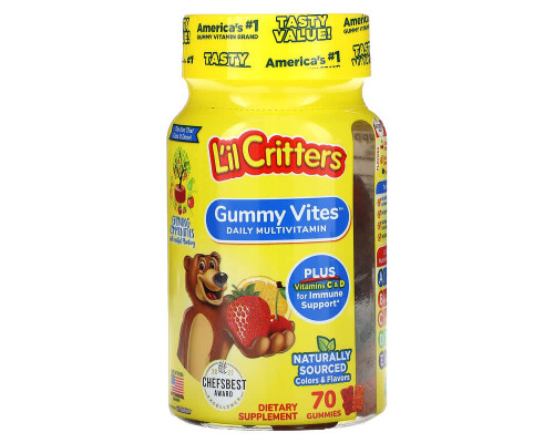 Мультивітамінний комплекс Gummy Vites для дітей L'il Critters, 70 жувальних цукерок зі смаком асорті