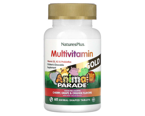 Мультивітаміни для дітей смак асорти Natures Plus (Animal Parade Gold) 60 жувальних таблеток