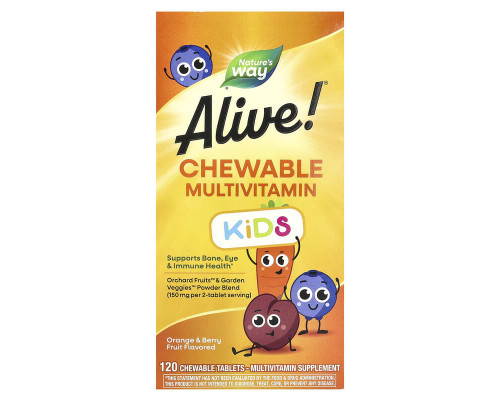 Мультивітаміни для дітей Alive! Nature's Way 120 жувальних цукерок зі смаком апельсина і ягід