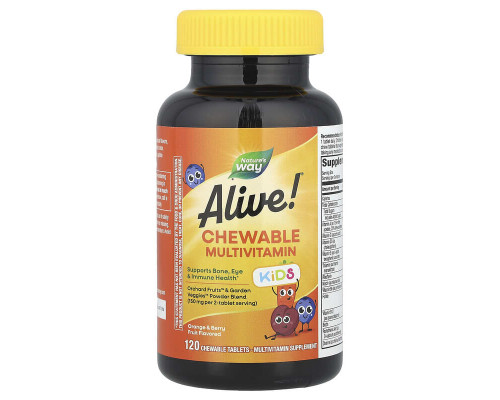 Мультивітаміни для дітей Alive! Nature's Way 120 жувальних цукерок зі смаком апельсина і ягід