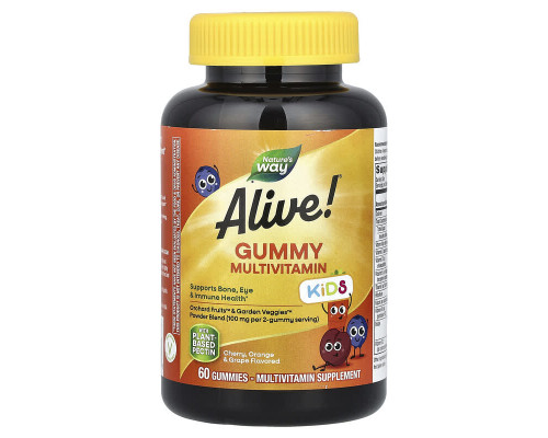 Мультивітаміни для дітей Alive! Nature's Way 60 жувальних цукерок зі смаком вишні, апельсина та винограду