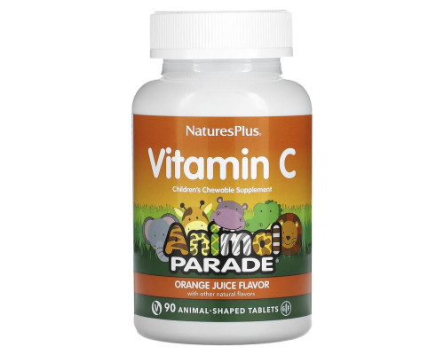 Вітамін С для дітей Nature's Plus 250 мг, 90 жувальних таблеток зі смаком апельсинового соку