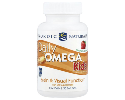 Омега для дітей "Daily Omega Kids" Nordic Naturals 500 мг, 30 капсул зі смаком натуральних фруктів
