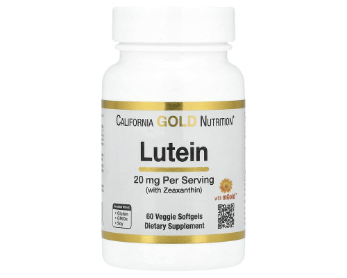 Лютеїн із зеаксантином California Gold Nutrition (Lutein/Zeaxanthin) 20 мг 60 рослинних м'яких таблеток