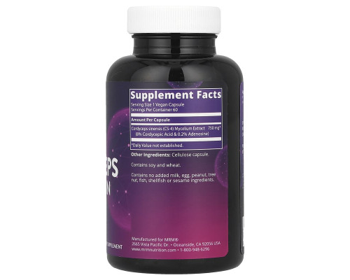 Кордицепс CS-4 MRM Nutrition 750 мг, 60 веганських капсул