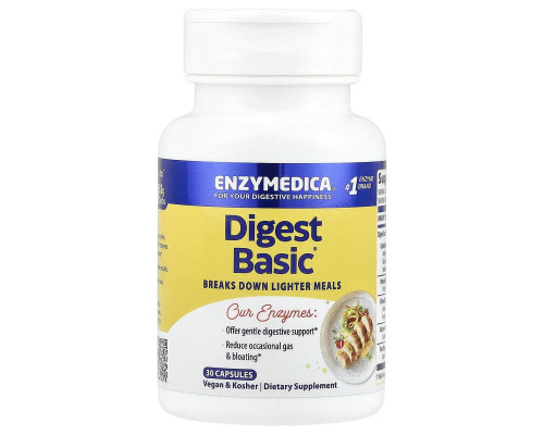 Основна ферментна формула Digest Basic Enzymedica – 30 капсул для підтримки травлення