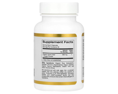 Яблучний оцет California Gold Nutrition 450 мг 60 капсул