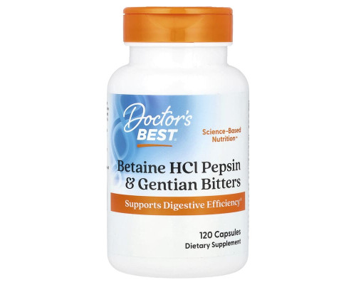 Бетаїн гідрохлорид пепсин та генціані Doctor's Best 120 капсул