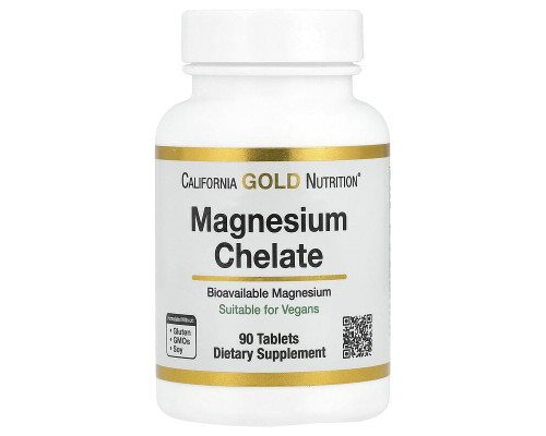 Магній хелат з кальцієм California Gold Nutrition, 90 таблеток