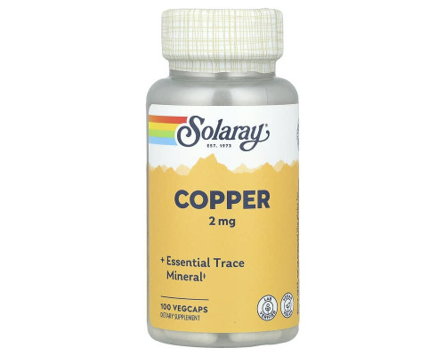 Мідь Solaray "Copper" 2 мг, 100 капсул