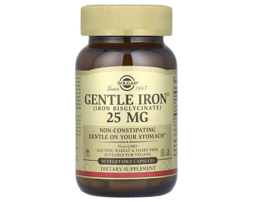 Залізо Solgar (Gentle Iron) 25 мг, 90 рослинних капсул