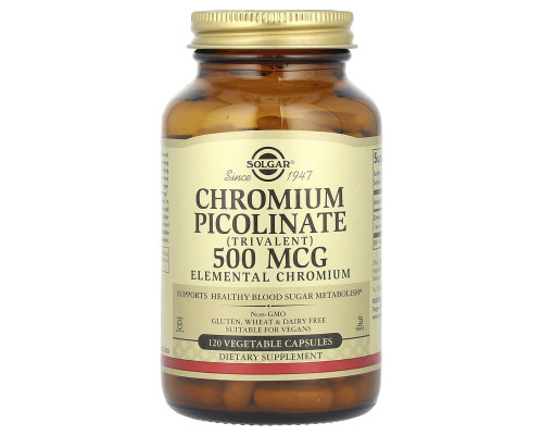 Хром піколінат Solgar (Chromium Picolinate) 500 мкг 120 вегетаріанських капсул