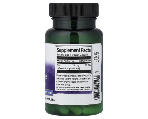 Цинк Піколінат Swanson (Zinc Picolinate) 22 мг 60 капсул