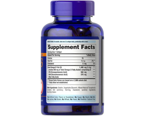 Риб'ячий жир Омега-3 Puritan's Pride (Triple Strength Omega-3 Fish Oil) 950 мг 90 капсул
