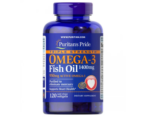 Риб'ячий жир Омега-3 Puritan's Pride (Triple Strength Omega-3 Fish Oil) 1400 мг 120 капсул
