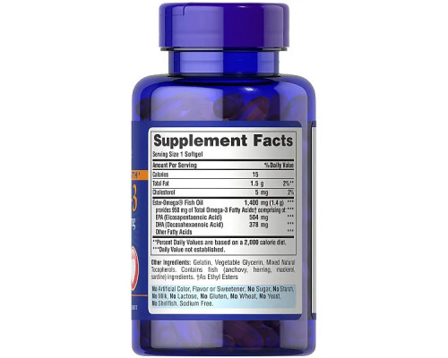 Риб'ячий жир Омега-3 Puritan's Pride (Triple Strength Omega-3 Fish Oil) 1400 мг 120 капсул