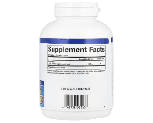 Берберін WellBetX, Natural Factors, 500 мг, 120 вегетаріанських капсул