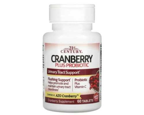 Журавлина с пробіотиками, Cranberry with Probiotic, 21st Century, 60 таблеток