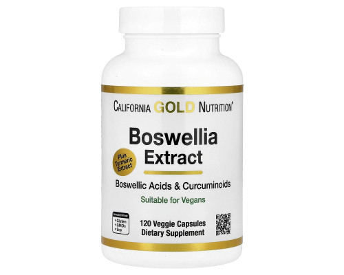 Екстракт Босвелії та Екстракт Куркуми California Gold Nutrition 120 вегетаріанських капсул