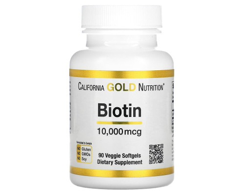 Біотин California Gold Nutrition (Biotin) 10000 мкг 90 м'яких капсул