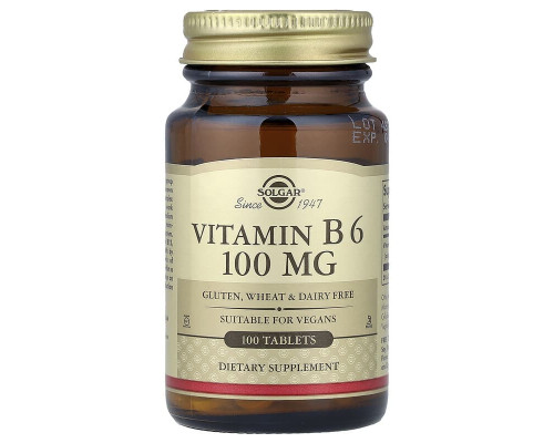 Вітамін В6 Solgar (Vitamin B6) 100 мг 100 таблеток