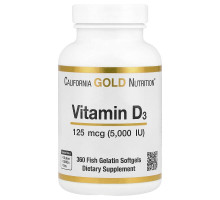 Вітамін Д3 California Gold Nutrition (Vitamin D3) 5000 МО, 360 желатинових капсул