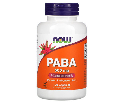 ПАБК (Вітамін В10) NOW Foods (PABA) 500 мг, 100 капсул