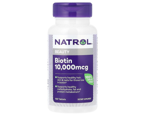 Біотин Natrol 10 000 мкг, 100 таблеток