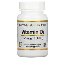 Вітамін Д3 California Gold Nutrition (Vitamin D3) 5000 МО 90 рибних желатинових капсул