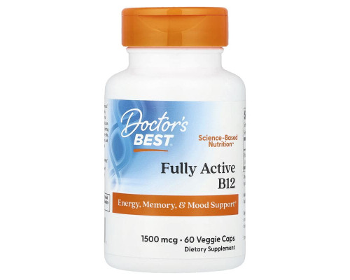 Активний вітамін В12 Doctor's Best (Fully Active B12) 1500 мкг 60 рослинних капсул